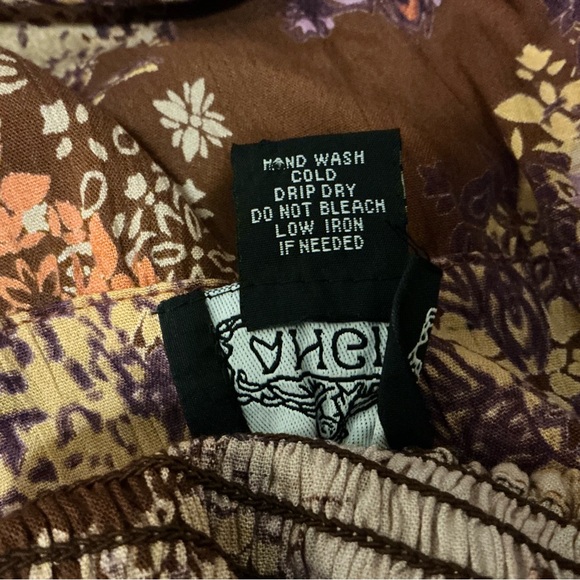 Angie Twist Front Patchwork Print Flowy Mini Dress Size L Boho Festival Hippie - Picture 12 of 12